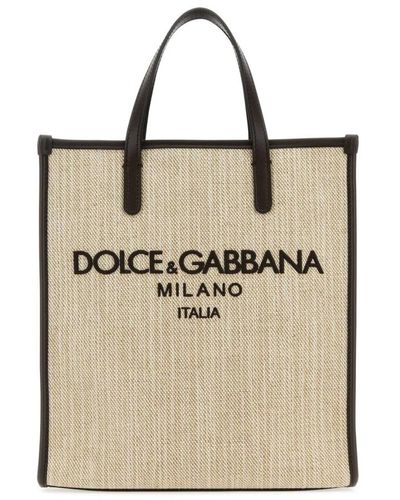 Dolce & Gabbana Sand canvas einkaufstasche - Natur