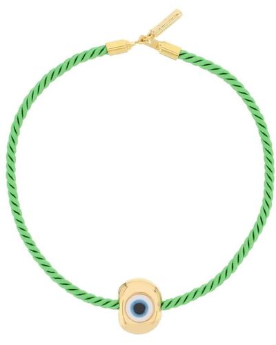Timeless Pearly Halskette mit charme aus gewebtem seidensatin - Grün