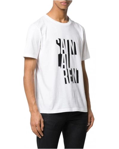 Saint Laurent Baumwoll logo t-shirt - weiß rundhals kurzarm