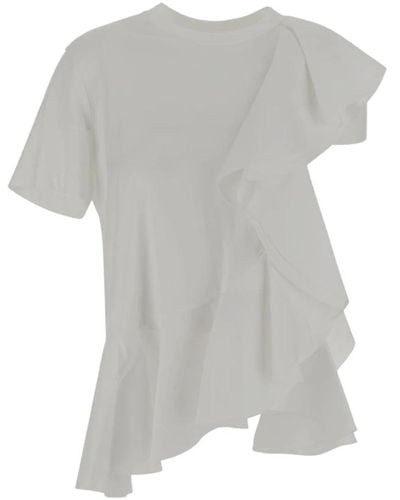 Alexander McQueen Flared asymmetrisches t-shirt - Grau