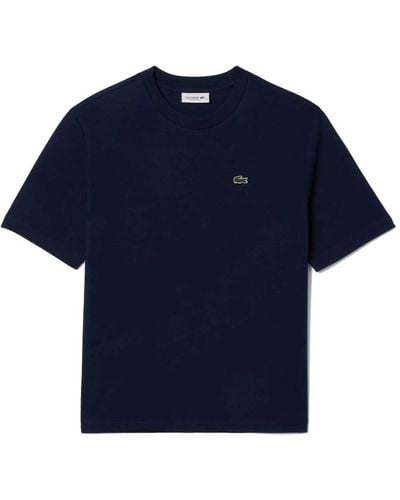 Lacoste Weiches jersey t-shirt mit geripptem kragen - Blau