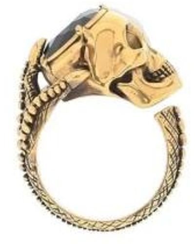 Alexander McQueen Viktorianischer skull ring mit swarovski-kristallen - Mettallic