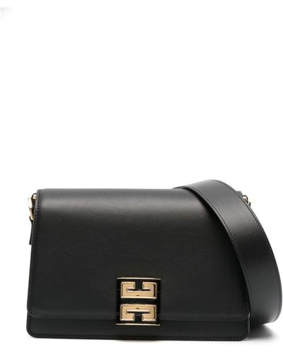 Givenchy Schwarze logo-plaque leder schultertasche