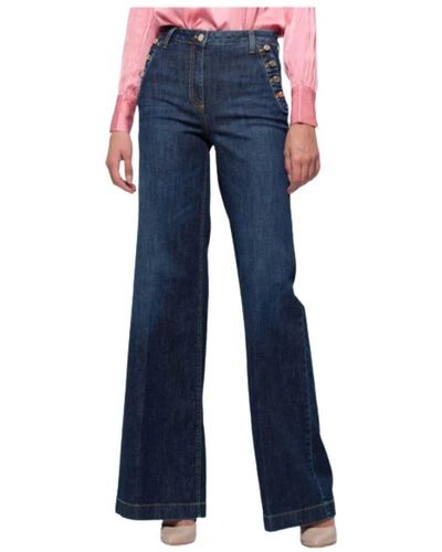Kocca Ausgestellte high-waist-jeans mit knopfdetail - Blau