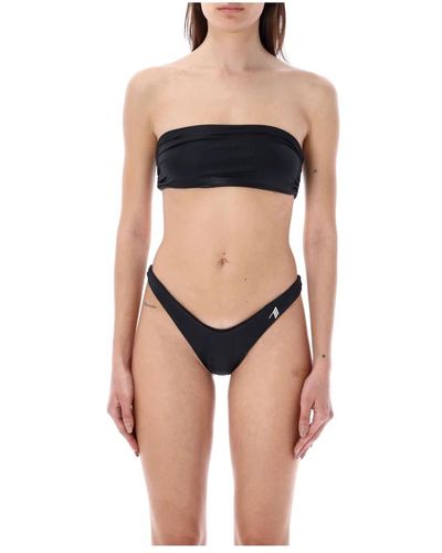 The Attico Lycra bandeau bikini wet look - Schwarz