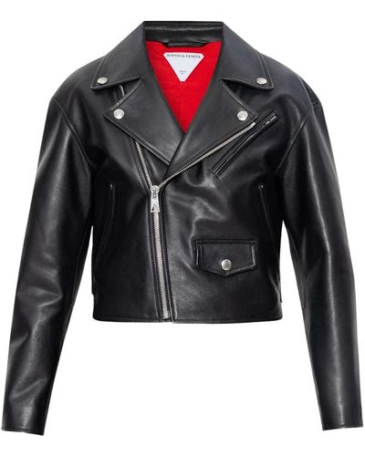 Bottega Veneta Leder bikerjacke - Schwarz