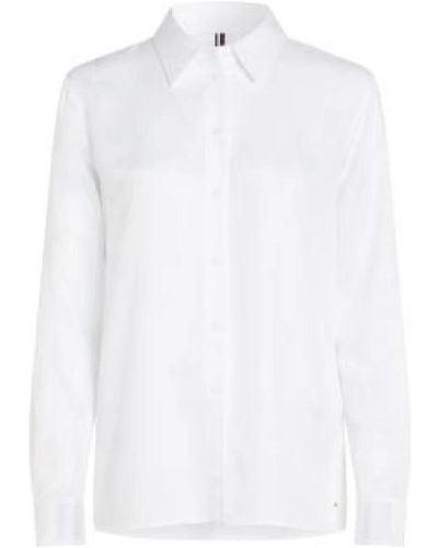 Tommy Hilfiger Weißes hemd runder ausschnitt knopfverschluss