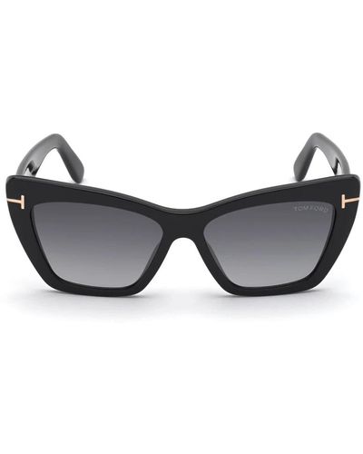 Tom Ford Schwarze cat-eye sonnenbrille mit grauen verlaufsgläsern