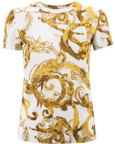 Versace Camiseta con estampado couture dorado - Metálico