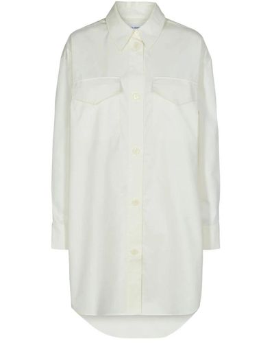 Designers Remix Camicia giacca in cotone organico con tasche laterali - Bianco
