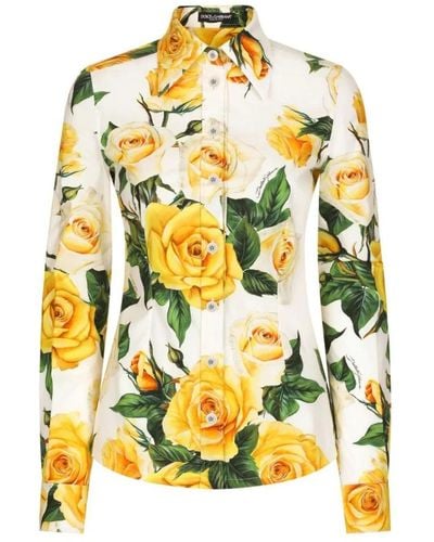 Dolce & Gabbana Long-Sleeved Cotton Shirt - Yellow