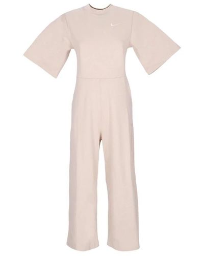 Nike Sportbekleidung jersey jumpsuit in sanddrift/weiß - Pink