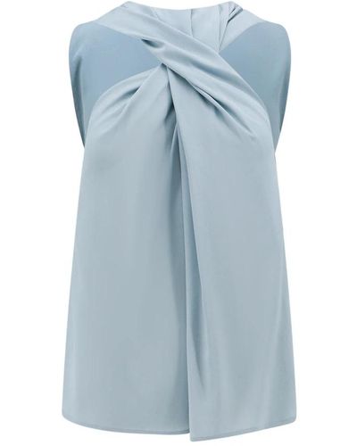 Erika Cavallini Semi Couture Seidenmischung drapiertes top - Blau