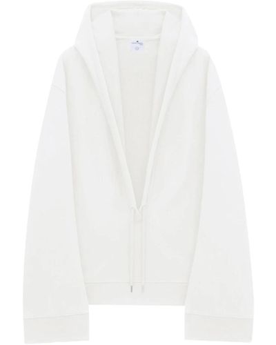 Courreges Gemütlicher fleece hoodie mit v-ausschnitt - Weiß