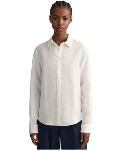 GANT Camicia regular in chambray di lino - Bianco