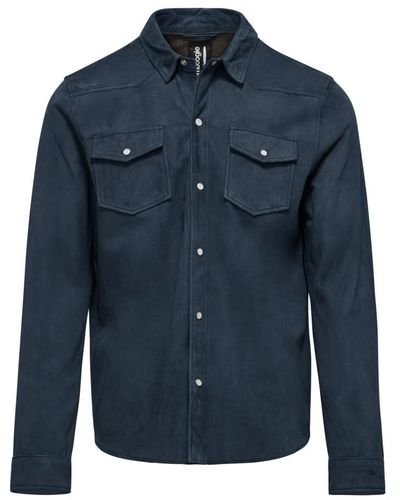 Bomboogie Camicia giacca in pelle scamosciata - Blu