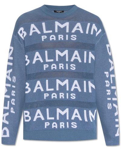 Balmain Pullover mit logo - Blau