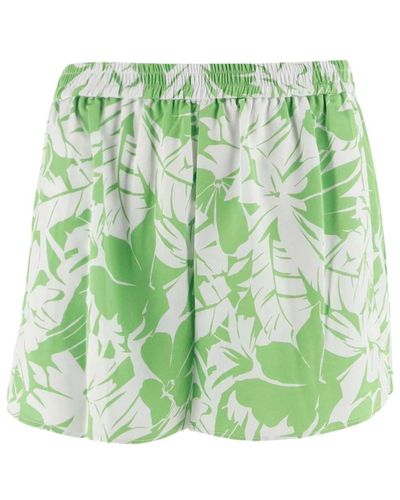 Michael Kors Palm print satin shorts grün weiß