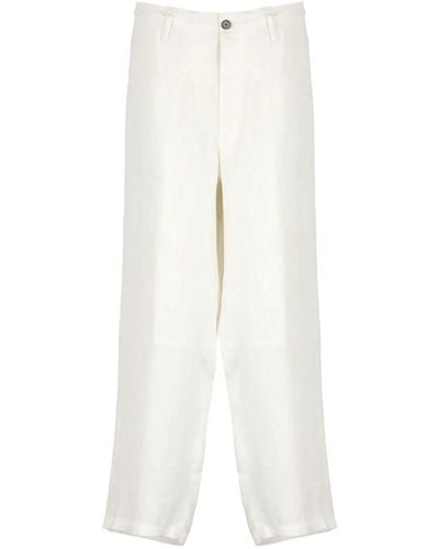 Yohji Yamamoto Leinen baumwolle hose elfenbein - Weiß