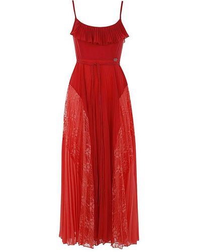 Twin Set Thin straps pleated dress - Rojo