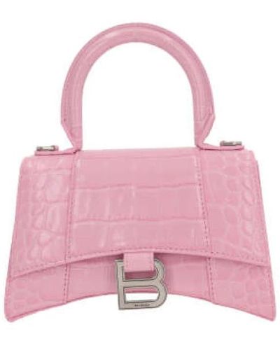 Balenciaga Krokodil-print lederhandtasche in hellrosa - Pink
