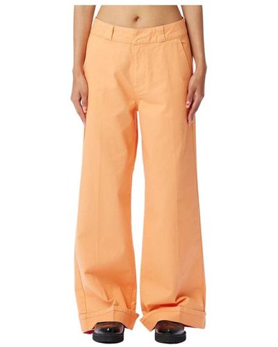 Obey Jeans de talle alto acampanados - Naranja