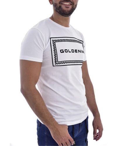 Goldenim Paris Bedrucktes t-shirt - weiß, figurbetonter schnitt, kurze ärmel
