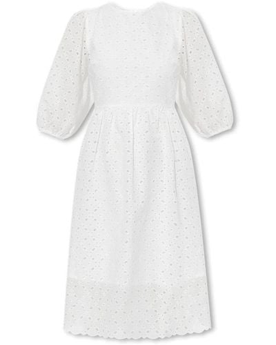Notes Du Nord Vestito miele con broderie anglaise - Bianco