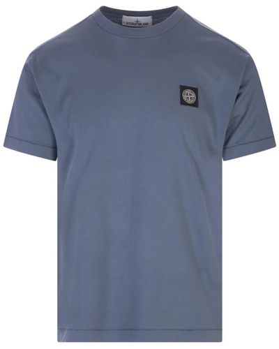 Stone Island Blaues t-shirt mit wind rose logo