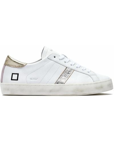 Date Sneakers bianche con linguetta in pelle e dettaglio laminato argento - Bianco
