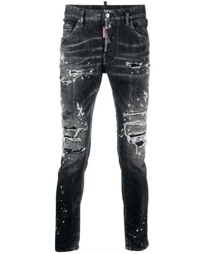 DSquared² Super twinky jeans mit verwaschenem effekt - Schwarz
