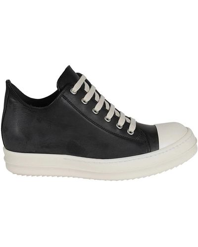 Rick Owens Toe-cap Leather Low-top Sneakers - Black