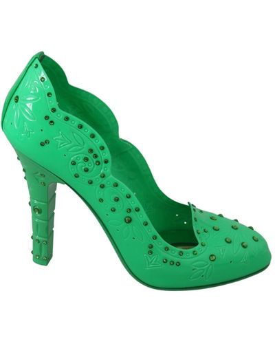 Dolce & Gabbana Chaussures à talons CENDRILLON à fleurs en cristal vert