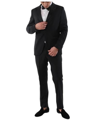 Paoloni Single Breasted Suits - Black