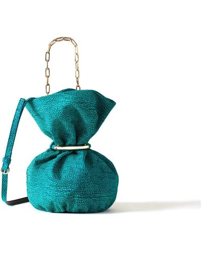 Borbonese Trésor bucket bag small - op suede crossbody - Verde