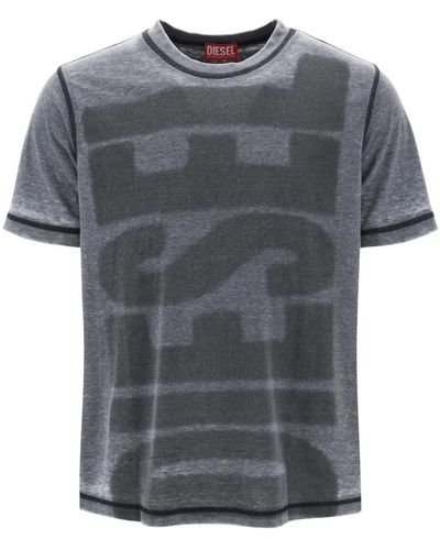 DIESEL T-shirt mit verbranntem logo - Grau