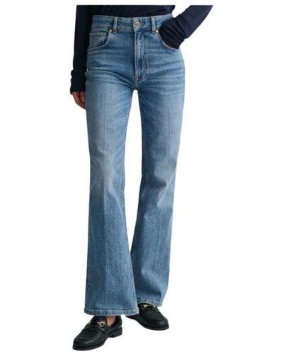 GANT Jeans a vita alta a zampa - Blu