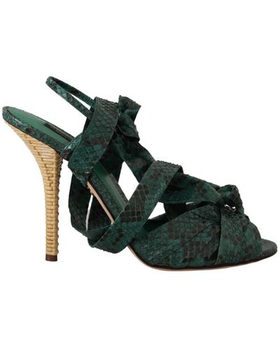 Dolce & Gabbana Sandali tacchi verdi con cinturino in pitone - Verde