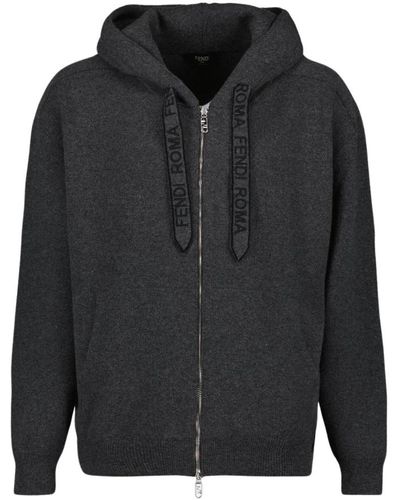 Fendi Luxuriöser cashmere zip-up sweatshirt - Schwarz