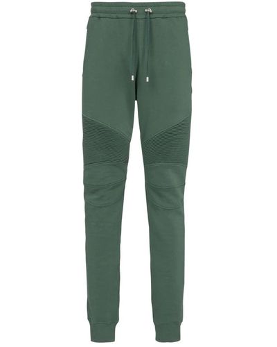 Balmain Pantaloni in cotone con logo paris flocked - Verde