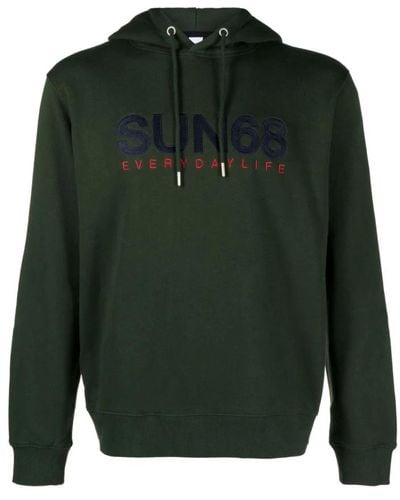 Sun 68 Logo bestickter hoodie für männer - Grün