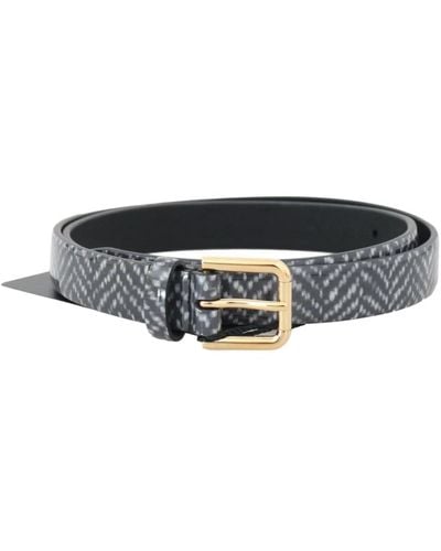 Dolce & Gabbana Schwarz-weißer Ledergürtel mit Chevron-Muster