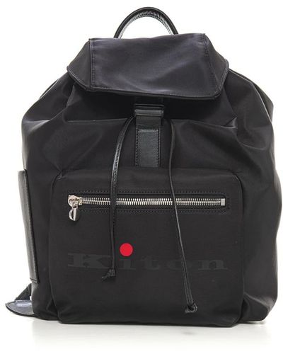 Kiton Logo rucksack mit hakenverschluss - Schwarz