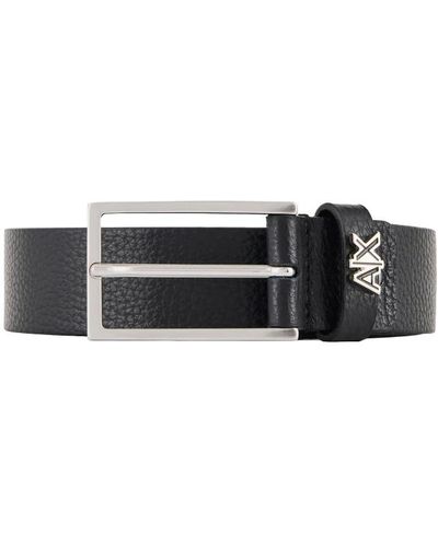 Armani Exchange Cintura in pelle nera dettaglio cool - Nero