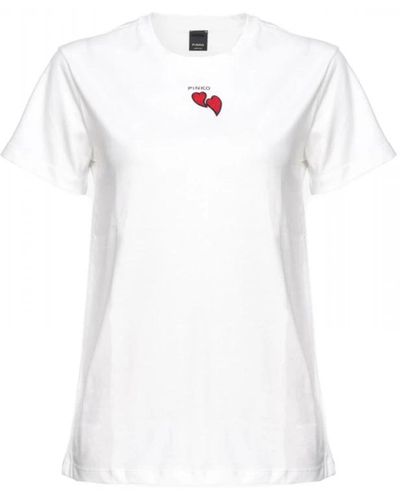 Pinko Besticktes herz logo t-shirt - Weiß