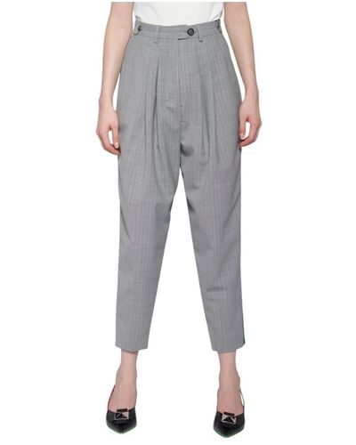 John Richmond Pantalones a rayas de talle alto - Gris