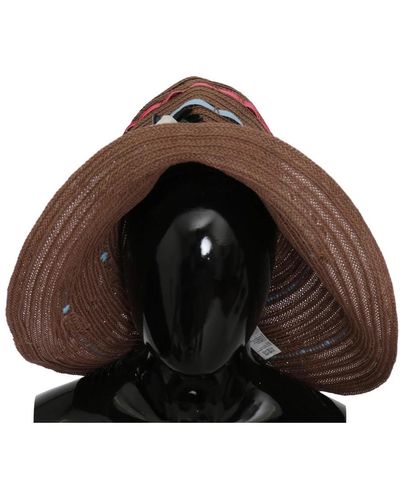Dolce & Gabbana Cappello a berretto floscio in paglia a tesa larga floreale marrone