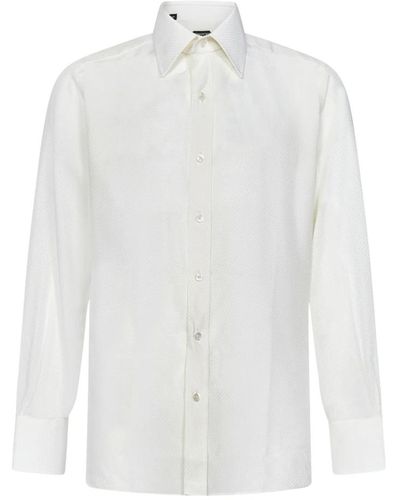 Tom Ford Klassisches weißes seiden jacquard hemd