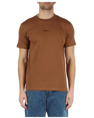 Replay T-shirt in cotone con logo - Marrone