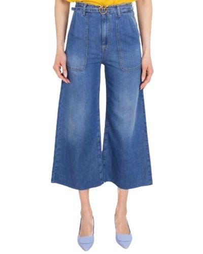 Pinko High waist wide leg baumwoll leinen jeans - Blau